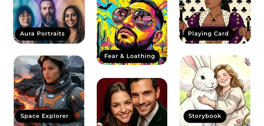Library of ready-made AI photo booth effects and styles