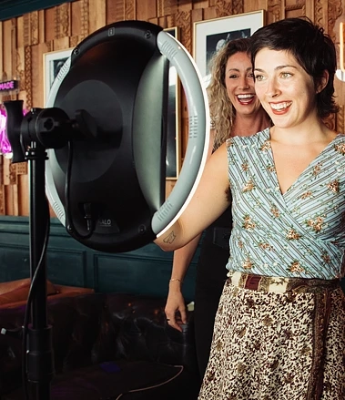 Photo booth on stand